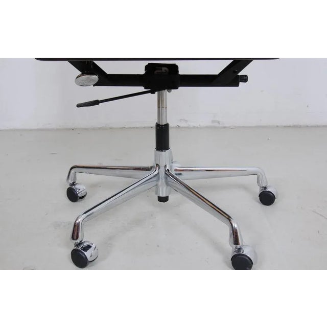 Patinated Dark Brown Leather Ea-119 Office Chair by Charles Eames for Vitra, 2000s For Sale - Image 6 of 9