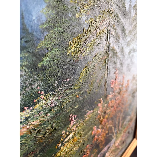 Mid 20th Century Large 39" Vintage W. Chapman Mountain Oil – Heavy Texture For Sale - Image 10 of 11