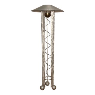 Memphis Style Robert Sonneman Brushed Aluminum Floor Lamp for George Kovacs, Usa 1988 For Sale