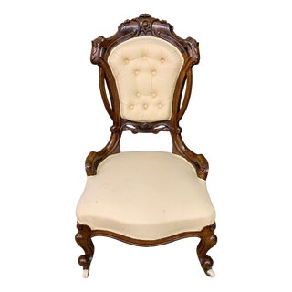 Victorian Walnut Upholstered Salon Chair, 1870 For Sale