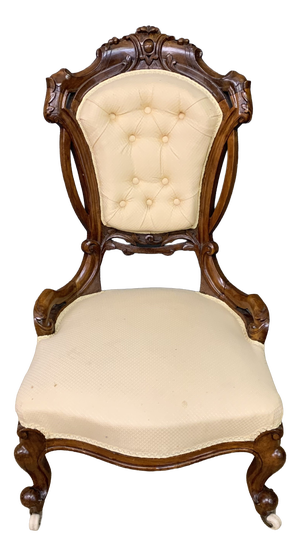 Victorian Walnut Upholstered Salon Chair, 1870