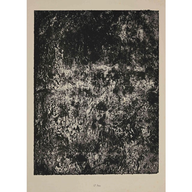 Feu is an original B/W lithograph on watermarked paper ''Arc''. Abstract composition by the French artist Jean Dubuffet....