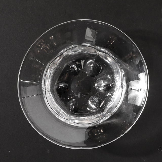 Orrefors Mid-Century Modernist Crystal Bowl With Organic Base Detailing Signed Orrefors For Sale - Image 4 of 13