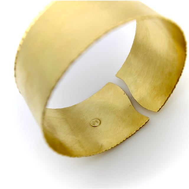 Marika Desert Gold 14k Gold Cuff Bracelet With Diamond Wave For Sale - Image 9 of 12