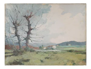 Landscape with Trees and Mountains, 1947, Oil on Canvas