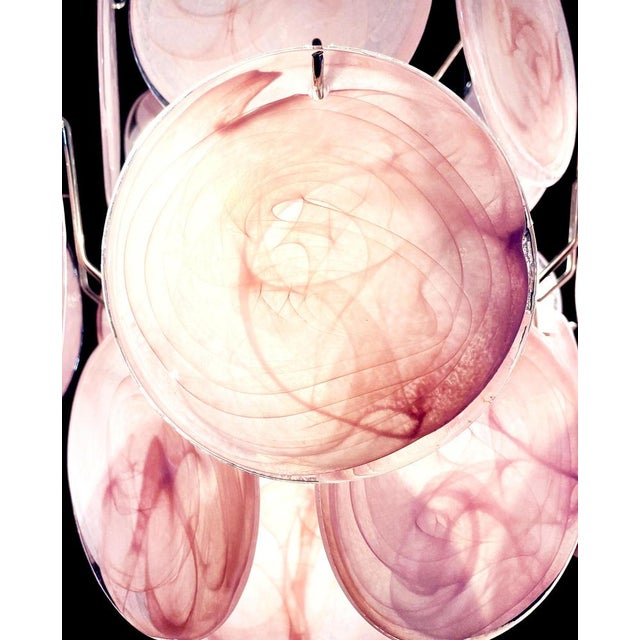 Vintage Italian Murano Chandelier with 24 Pink Disks, 1978 For Sale - Image 14 of 17