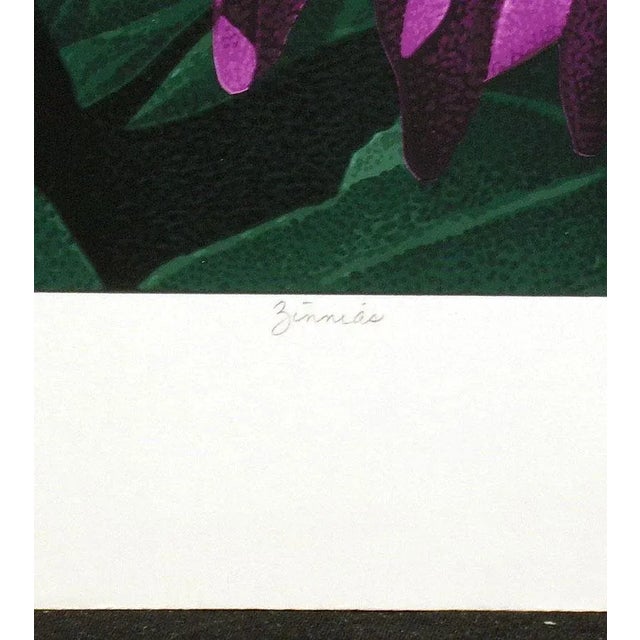 Impressionist 1980s Dallas John "Zinnias" Hand Signed Limited Edition Artwork Serigraph For Sale - Image 3 of 4