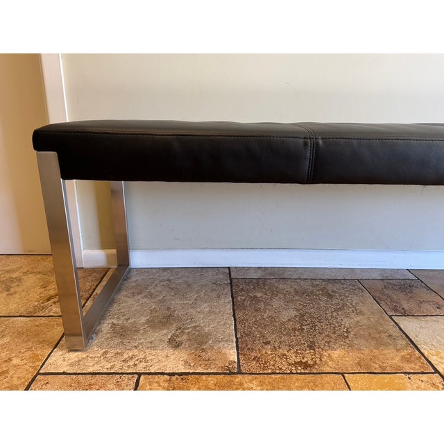 Pair of Contemporary Aramith Fusion Stainless Steel & Leatherette Benches For Sale - Image 9 of 12