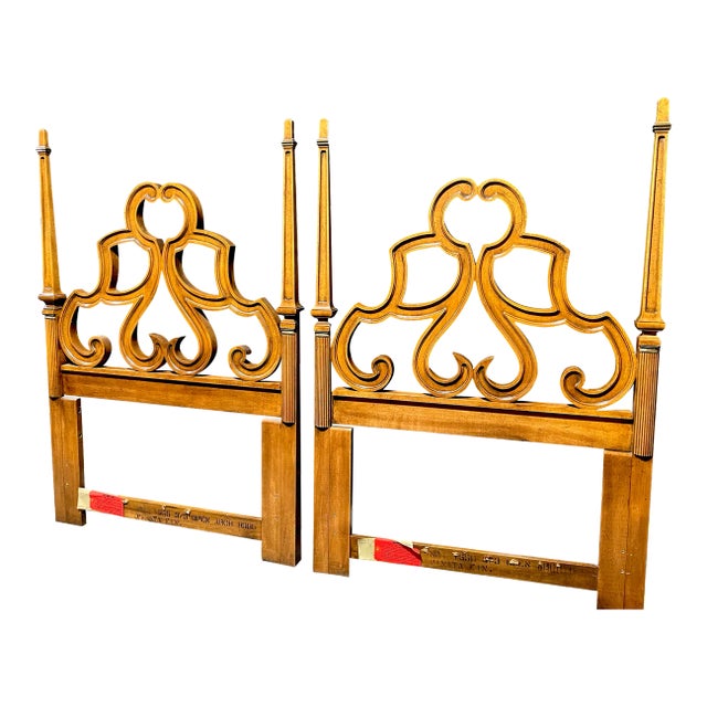 Mid 20th Century Pair Vintage Hollywood Regency Twin Headboards by Heritage For Sale