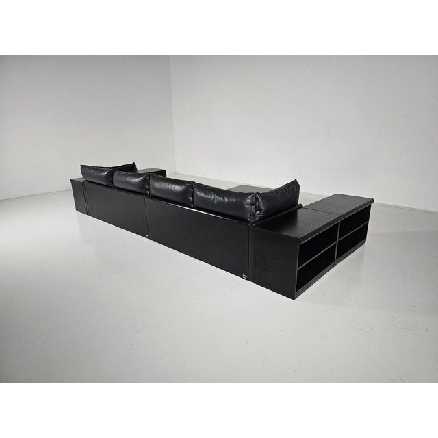 Down Sofa in Black Leather by Carlo Bartoli for Rossi di Albizzate, 1970s, Set of 2 For Sale - Image 6 of 14