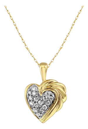 Quarter Carat Diamond Pave Heart Necklace .25cttw 10k Two-Toned Gold