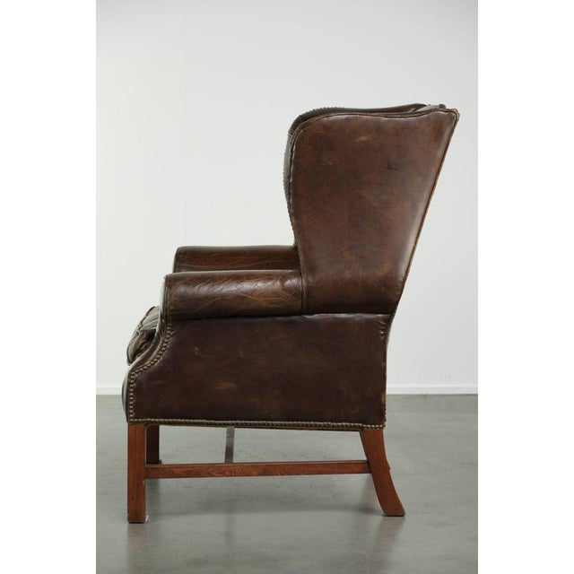 2000 - 2009 Vintage Cowhide Wing Armchair For Sale - Image 5 of 12