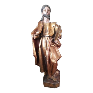 18th Century Spanish Carved Gilt and Polychrome Wood Saint Paul