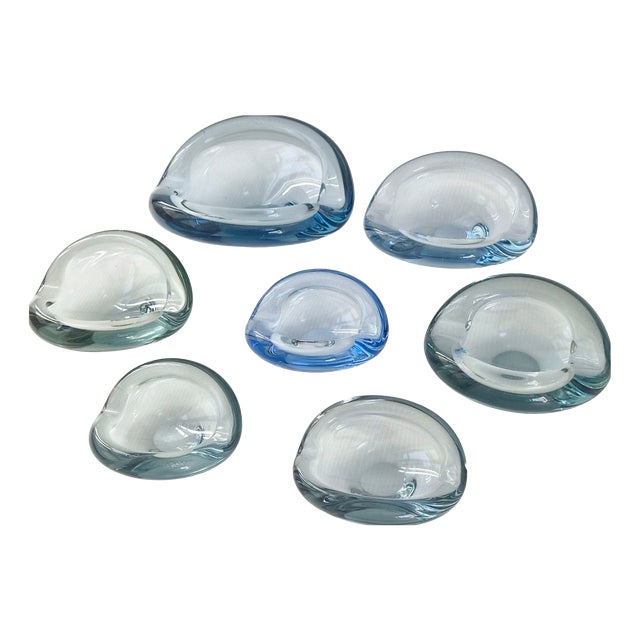 Vintage Akva Series Bowls by Per Lukten Holmegaard, 1950, Set of 7 For Sale