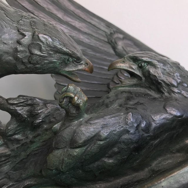 Metal Louis Riché, Art Deco Eagle Fight, 1800s, Bronze Sculpture For Sale - Image 7 of 9