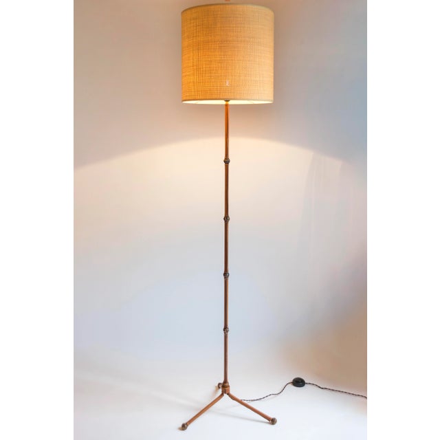 Bamboo Floor Lamp by Jacques Adnet, 1950s, in Very Good conditions. Designed 1950 to 1959 This piece has an attribution...