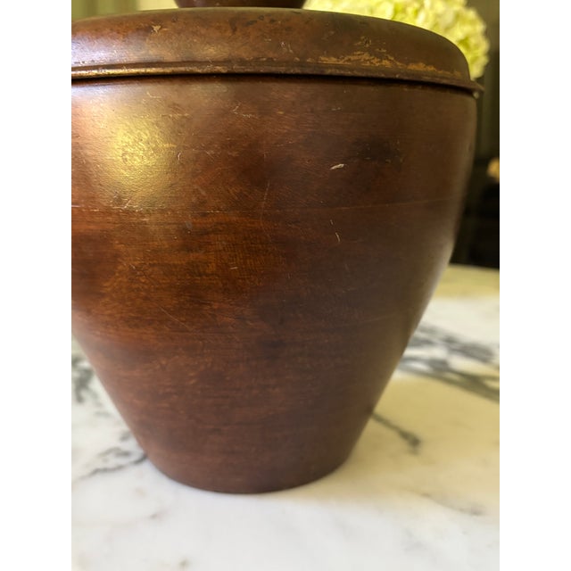 Mid-Century Danish Teak Wood Ice Bucket With Opal Glass Liner For Sale - Image 14 of 15