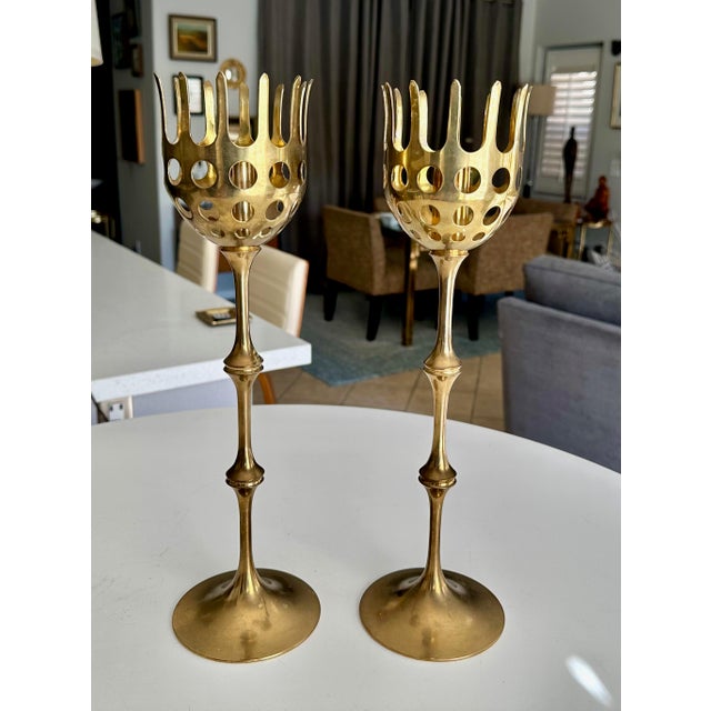 Brass and Glass Hurricane Candles Holders by Bijørn Wiinblad For Sale - Image 11 of 14