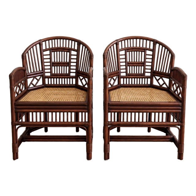 Pair of Vintage Bamboo Chairs , Rattan & Cane , Style of Brighton Pavilion For Sale