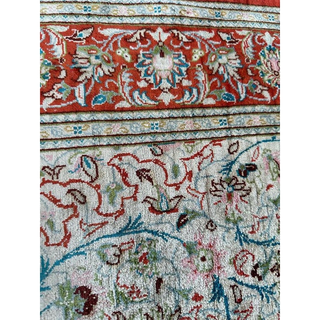 Small Vintage Silk Qom Rug, 2000s For Sale - Image 13 of 17