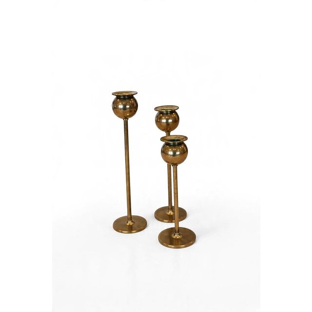Tulip Candlesticks by Pierre Forssell for Skultuna, 1960s, Set of 3 For Sale - Image 10 of 11