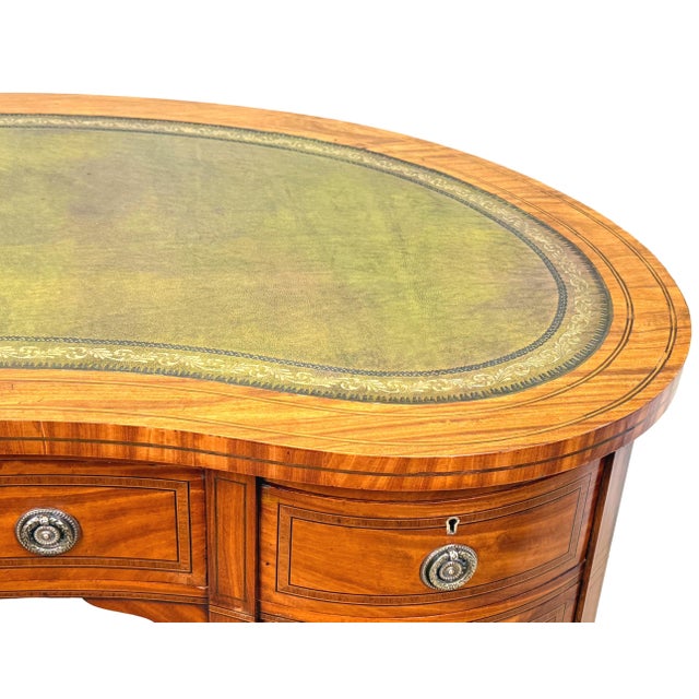 19th Century Satinwood Kidney-Shaped Desk, 1890 For Sale - Image 9 of 11