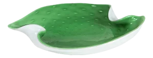 1950's Two Tone Mint Green Murano Controlled Bubble Glass Catchall