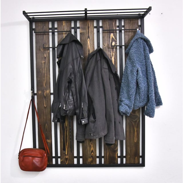 Wall hanger, wardrobe to the corridor, hall in the vintage style from 1970. Hanger after renovation. The steel frame was...
