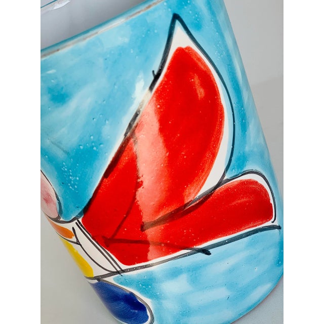 Ceramic Vintage Folk Art Italian ‘La Musa’ Hand Painted Fish Ceramic Vase, Vessel, Canister For Sale - Image 7 of 10