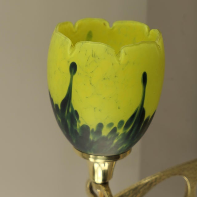 Gold Art Nouveau Wall or Table Lamp attributed to Wiener Werkstätten, Vienna, 1920s For Sale - Image 8 of 16