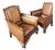 1970s A Pair of Hand Carved Mahogany & Leather Chairs For Sale