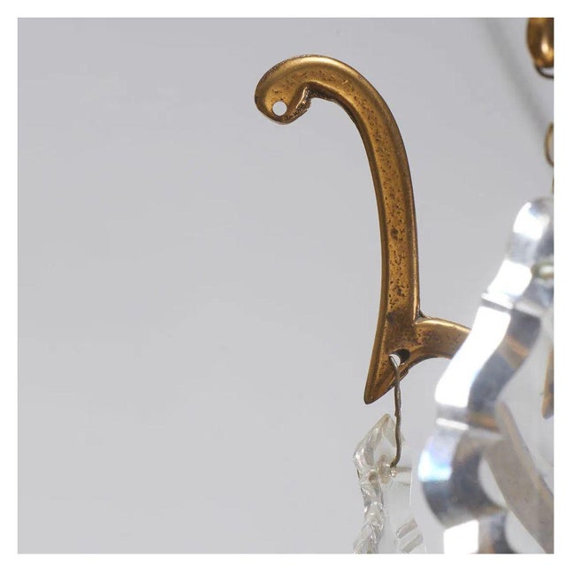 French Mid 20th Century Louis XV Style Twelve Arm Brass and Faceted Crystal Chandelier For Sale - Image 3 of 4