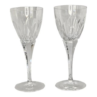 1980s Cut Crystal Wine / Water Glasses Helene by Ceska- Set of 2 For Sale