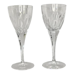 1980s Cut Crystal Wine / Water Glasses Helene by Ceska- Set of 2