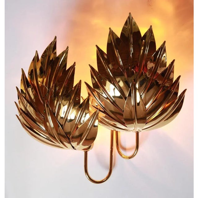Large Gilt Brass Palm Wall Lamp from Maison Jansen, 1970s For Sale - Image 12 of 18