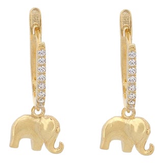 Dainty Gold Lucky Elephant Earrings, A Pair For Sale