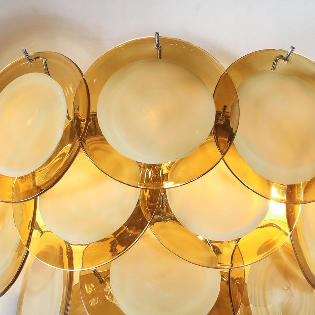 Pair of Modernist 14-Disc Sconces in Hand-Blown Murano Topaz Glass For Sale - Image 11 of 15