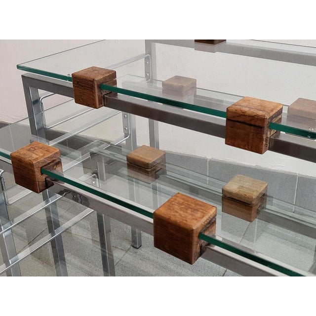 Scandinavian Nesting Tables in Steel and Glass, 1960s, Set of 3 For Sale - Image 11 of 13