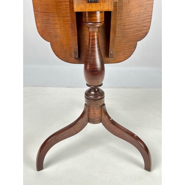 Brown Antique Tiger Maple Tilt-Top Candle Stand For Sale - Image 8 of 12