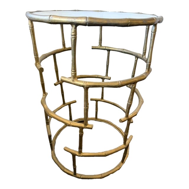 Gilt Bamboo Accent Table For Sale