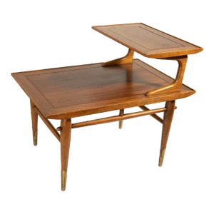 1950s Lane Altavista Copenhagen Mid Century Modern Two Tier Walnut End Table