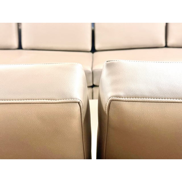 2020s Three-Piece Modern Italian-Style Living Room Set of 3 in Brown Vinyl For Sale - Image 5 of 5