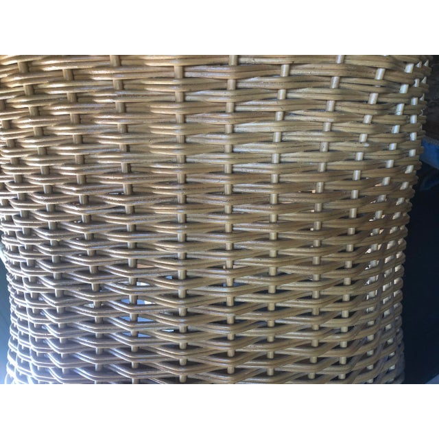 Brown Wicker Upholstered Armchair For Sale - Image 8 of 8