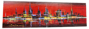 Skyline Acrylic Painting, 1970s