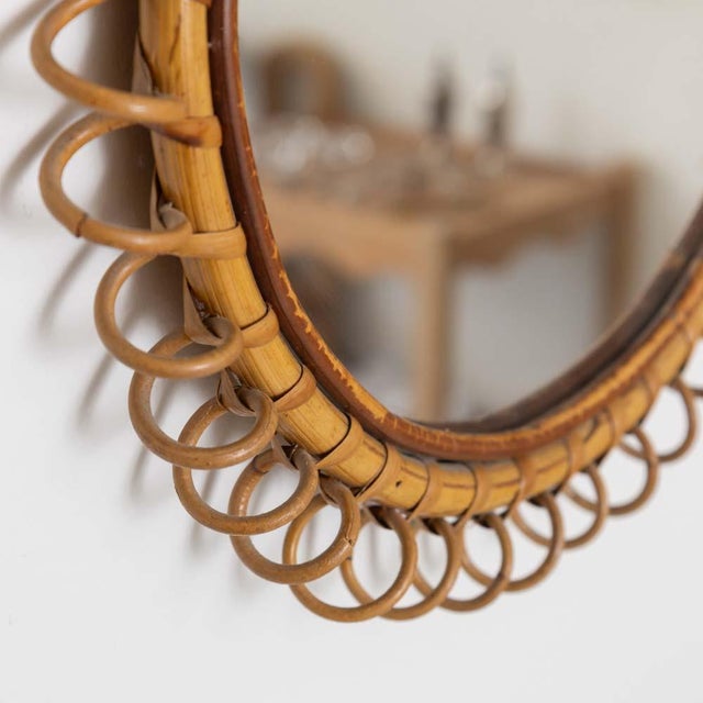 1960s 1960s Italian Spiral Rattan Mirror For Sale - Image 5 of 9