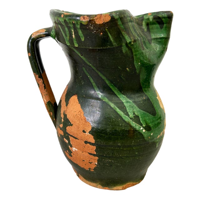 Antique Green Glaze Jug For Sale