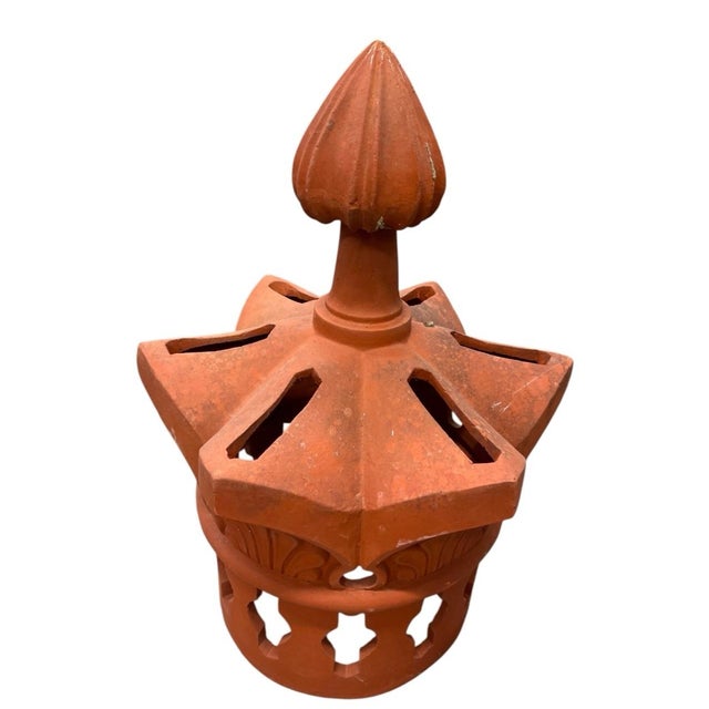 Mediterranean Vintage Terracotta Crown Lantern & Chimney Pot Architectural Element For Sale - Image 3 of 12