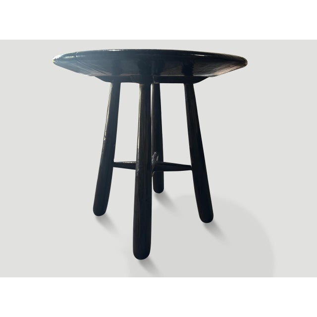 Mid-Century Modern Andrianna Shamaris Mid Century Couture Espresso Stained Table For Sale - Image 3 of 6