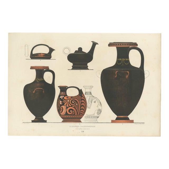Albert Genick, Greek Hydriae & Pouring Vessels, 1883, Lithograph For Sale