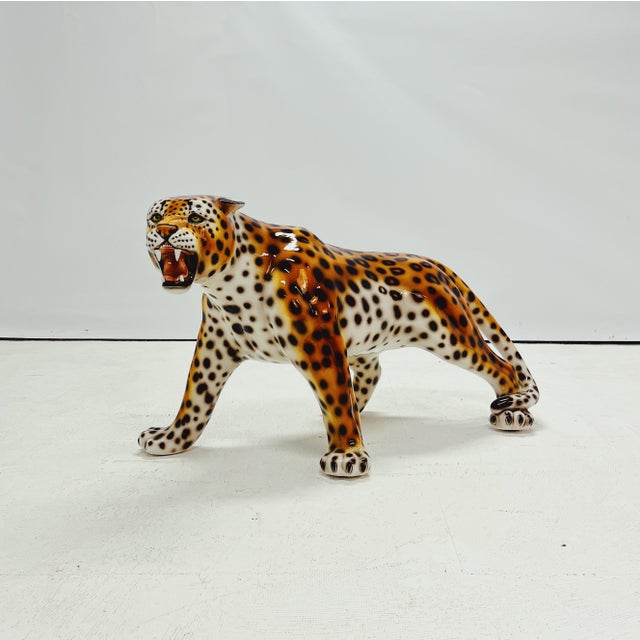 Snow Leopard Figurine in Ceramic by Ceramiche Boxer | Chairish